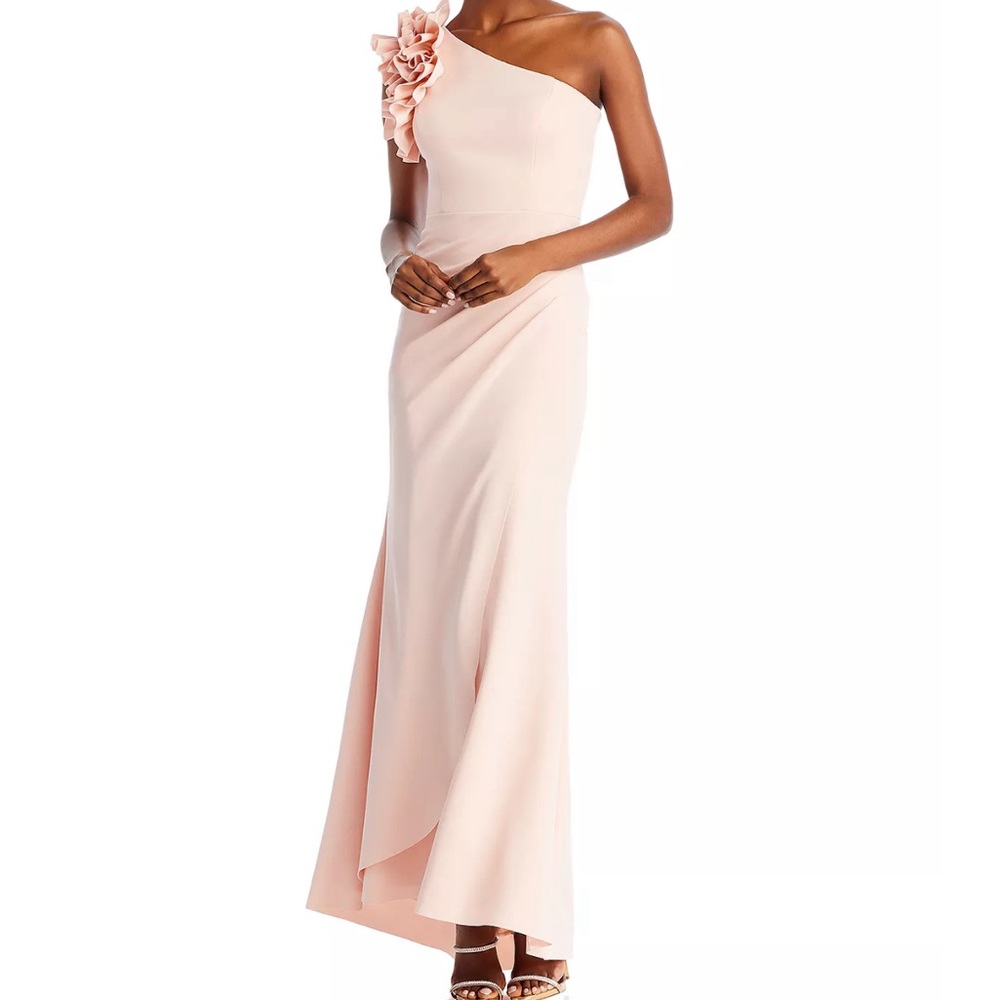 AQUA One Shoulder Ruffle Crepe Gown. Perfect Mother of the Bride or Groom.